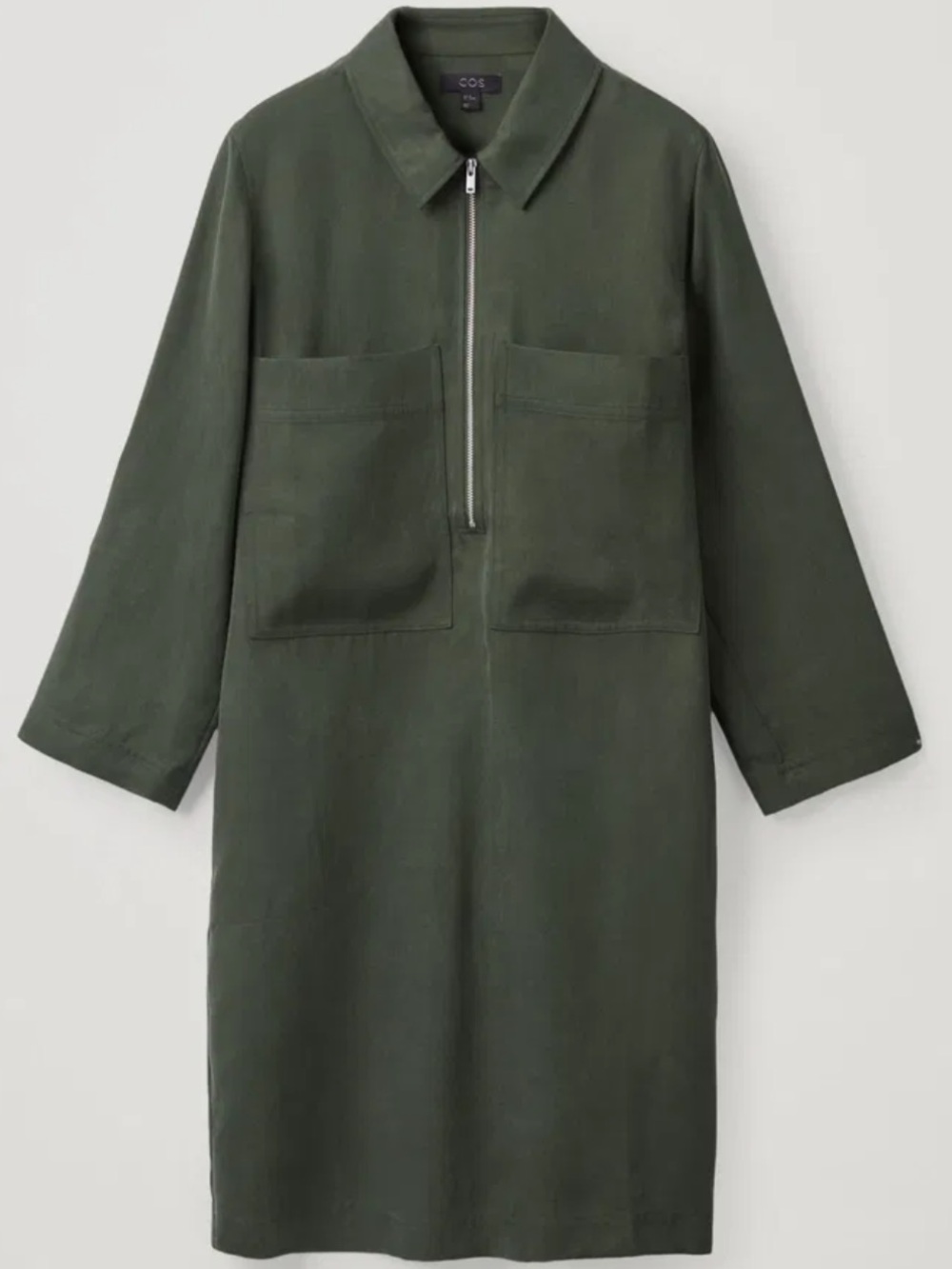 COS Khaki Zip-Up Collared Dress